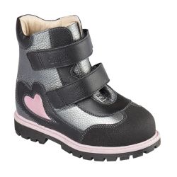 TW-549 (цв.6-черно-серый металлик, 26) Ботинки (станд.задн., шерст.мех, съемн.стелька)